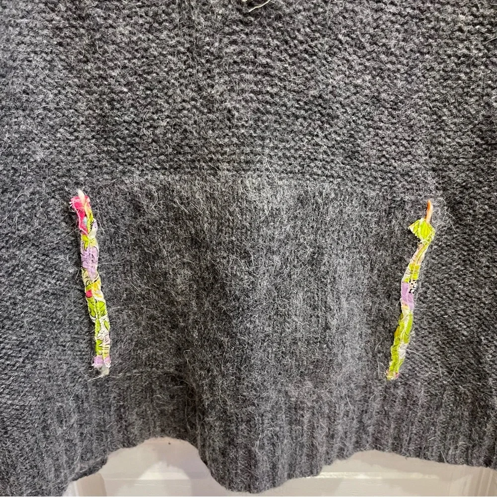 FREE PEOPLE Gray Orange Fair Isle Nordic Wool Blend
Sweater Size Large - Picture 6 of 13